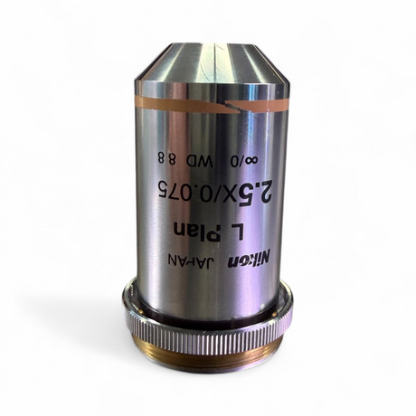 Nikon L Plan 2.5X/0.075 ∞/0 EPI WD 8.8 Microscope Objective Lens w/ Adapter - Image 3