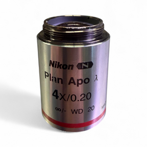 Nikon Plan Apo λ 4x/0.20 WD 20 Microscope Objective Lens MRD00045 - Image 1