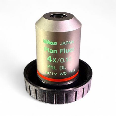 Nikon Plan Fluor 4x/0.13 PhL DL ∞/1.2 WD 16.4 Objective Lens - Image 1