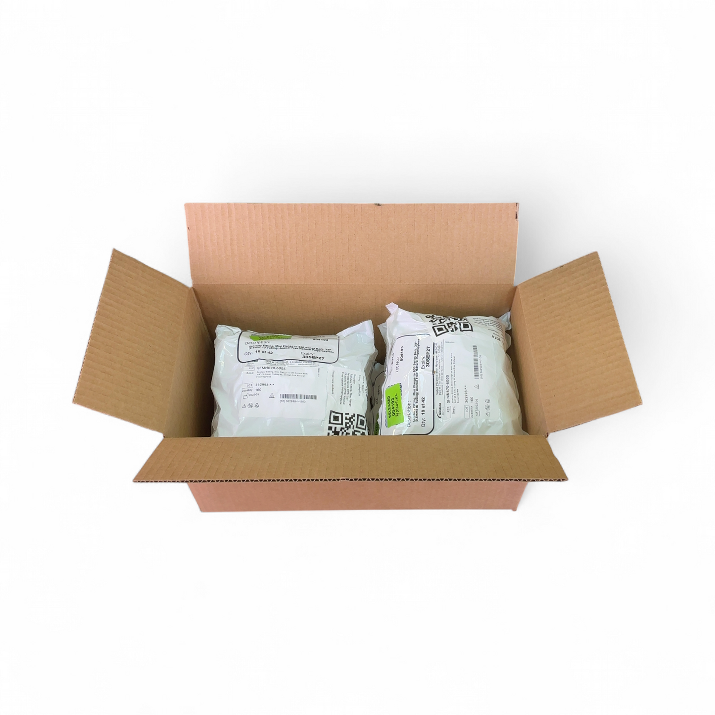 Nordson Medical Mini Flange to 600 Series Barb Sanitary Fittings SFMN670-6005, 600/cs (BO!) | Safe & Secure Shipping - Image 1