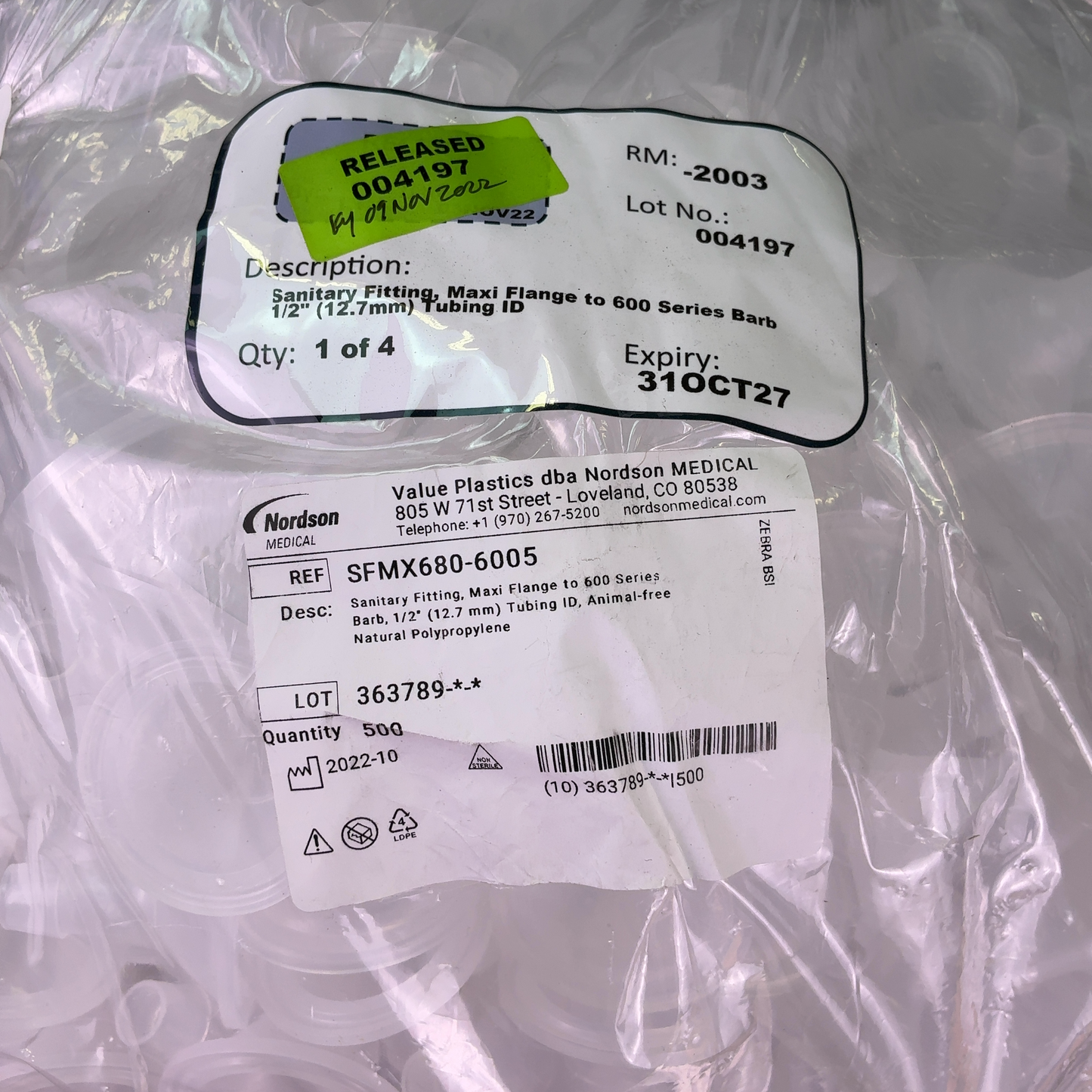 Nordson Medical Sanitary Fitting, Maxi Flange to 600 Series Barb, 1/2" Tubing ID, 500/cs (Best Offer!) | Ships Fast from Mr. Scientific - Image 7