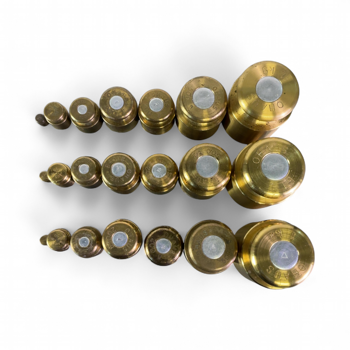 Ohaus Assorted Calibration Weights; 1kg, 500, 200, 100, 50, 5 - 3x Sets | Safe & Secure Shipping - Image 2