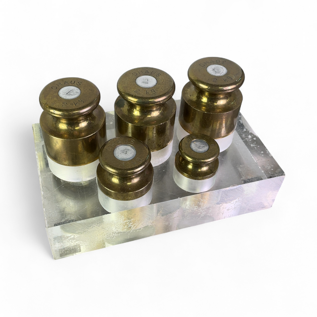 Ohaus Brass Calibration Weight Set; 3x2kg, 1kg, 500g (Best Offer!) | Mr. Scientific - Image 1
