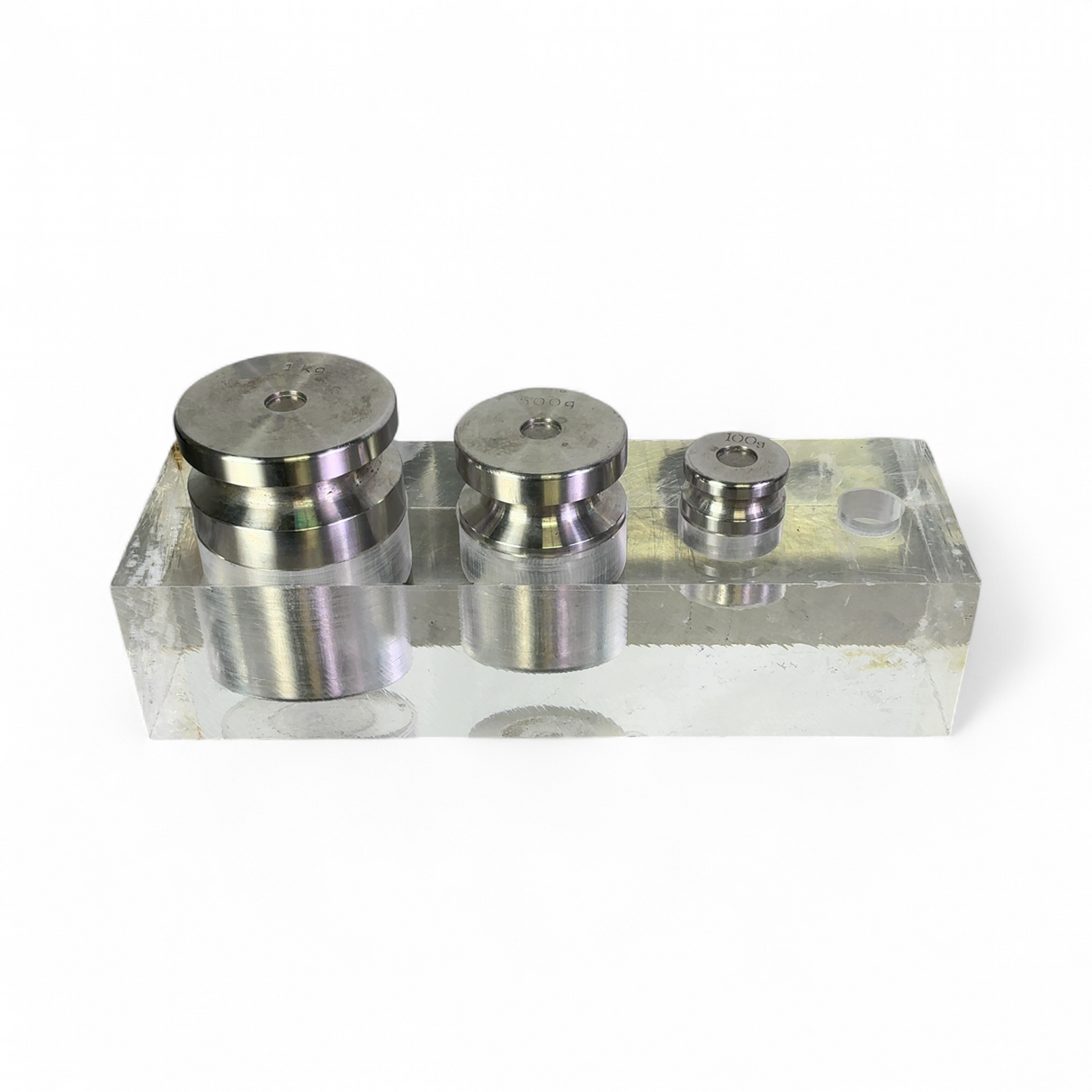 Ohaus Calibration Weight Set with Acrylic Stand 1kg 500g 100g Lot of 3 | Order Direct and Save - Image 2