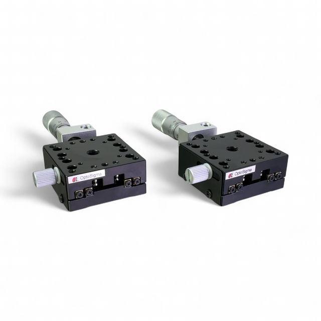 OptoSigma 40x40mm Crossed Roller Bearing X-Axis Stage w Center Micrometer TAM-401C - Lot of 2x - Image 1