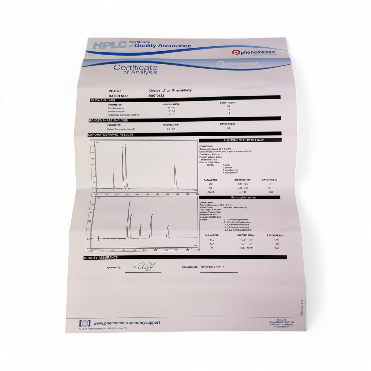 Phenomenex Kinetex 1.7µm Phenyl-Hexyl 100Å LC Column, 100 x 2.1 mm, 00D-4500-AN - Image 8