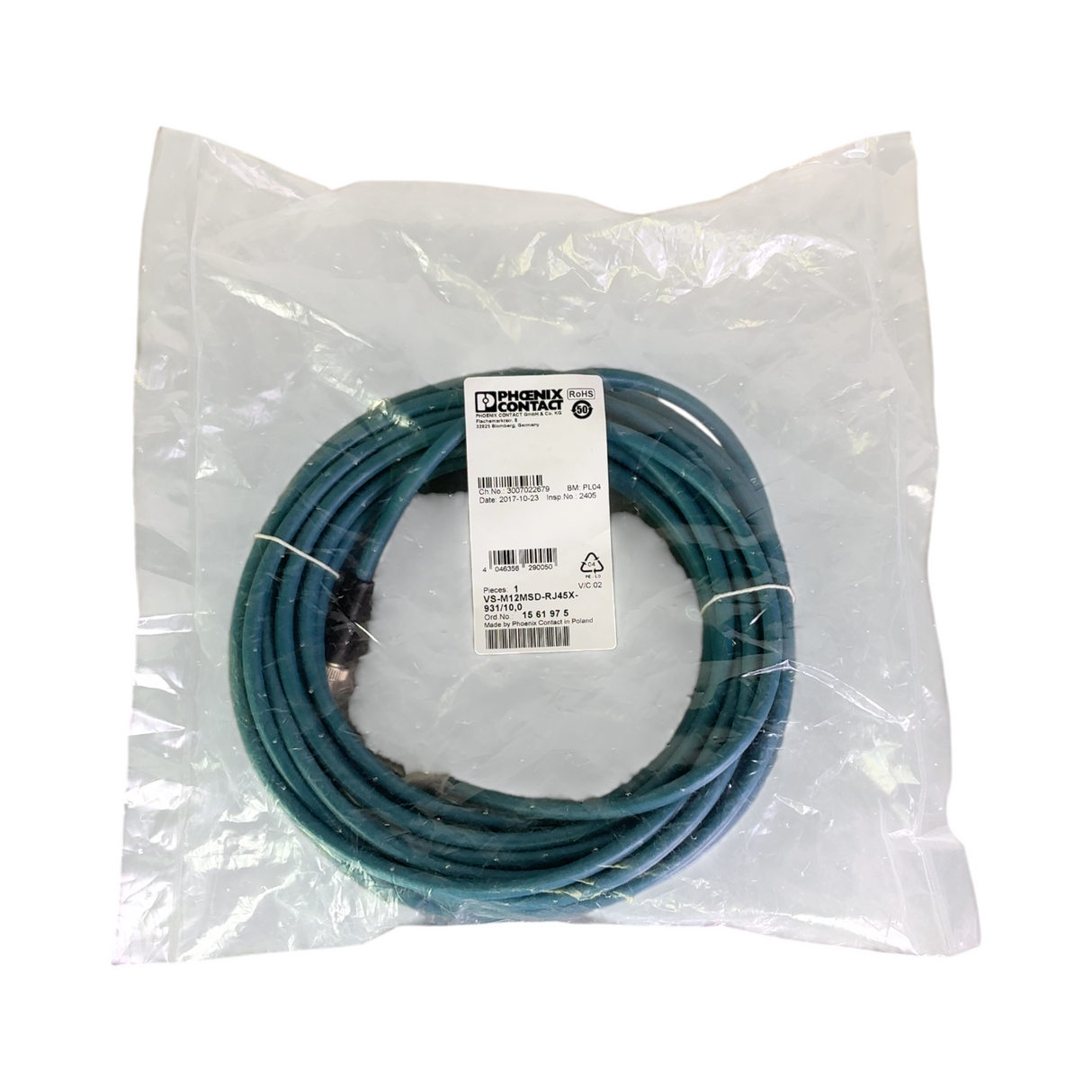 PHOENIX CONTACT Industrial Ethernet Cable VS-M12MSD-RJ45X-931/10,0 1561975 Lot | Order Direct and Save - Image 2