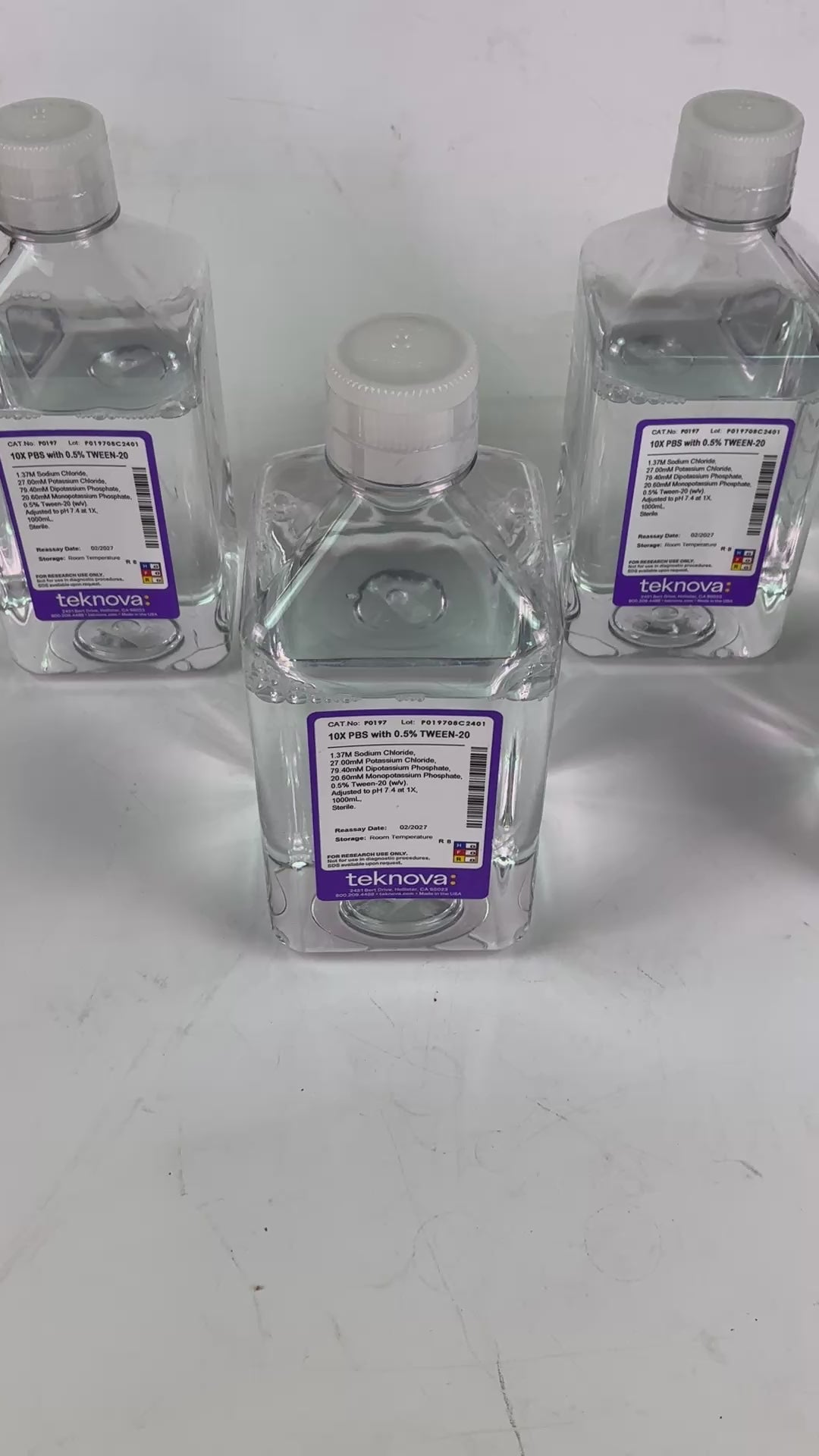 Teknova 10X PBS w 0.5% TWEEN-20 P0197 1000mL Laboratory Reagent - 4 Bottles (Best Offer!) | Safe & Secure Shipping