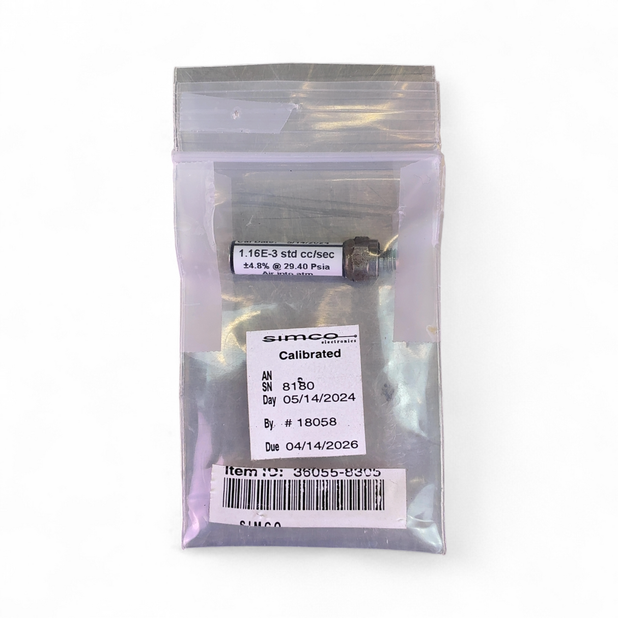 Simco LACO 1.16E-3 std cc/s Calibrated Air Leak Standard CM521.0-31009V0/2/2-3 (BO!) | Mr. Scientific - Image 2