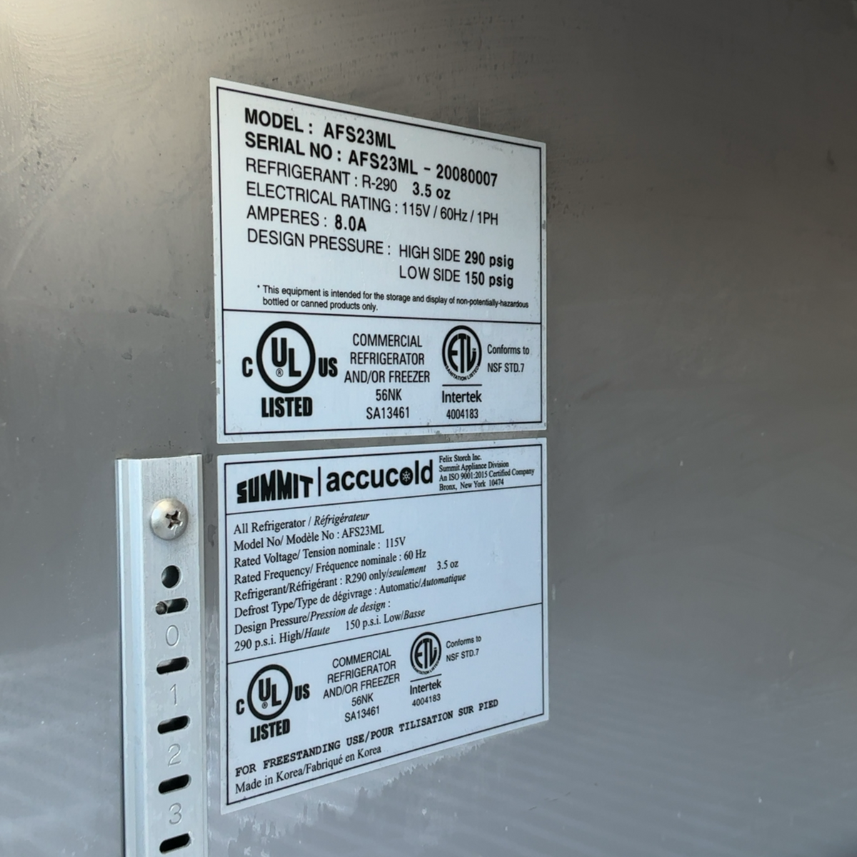Summit Accucold 23 Cu Ft Laboratory/Pharmacy Grade Freezer, -30 to -15°C AFS23ML - Image 7
