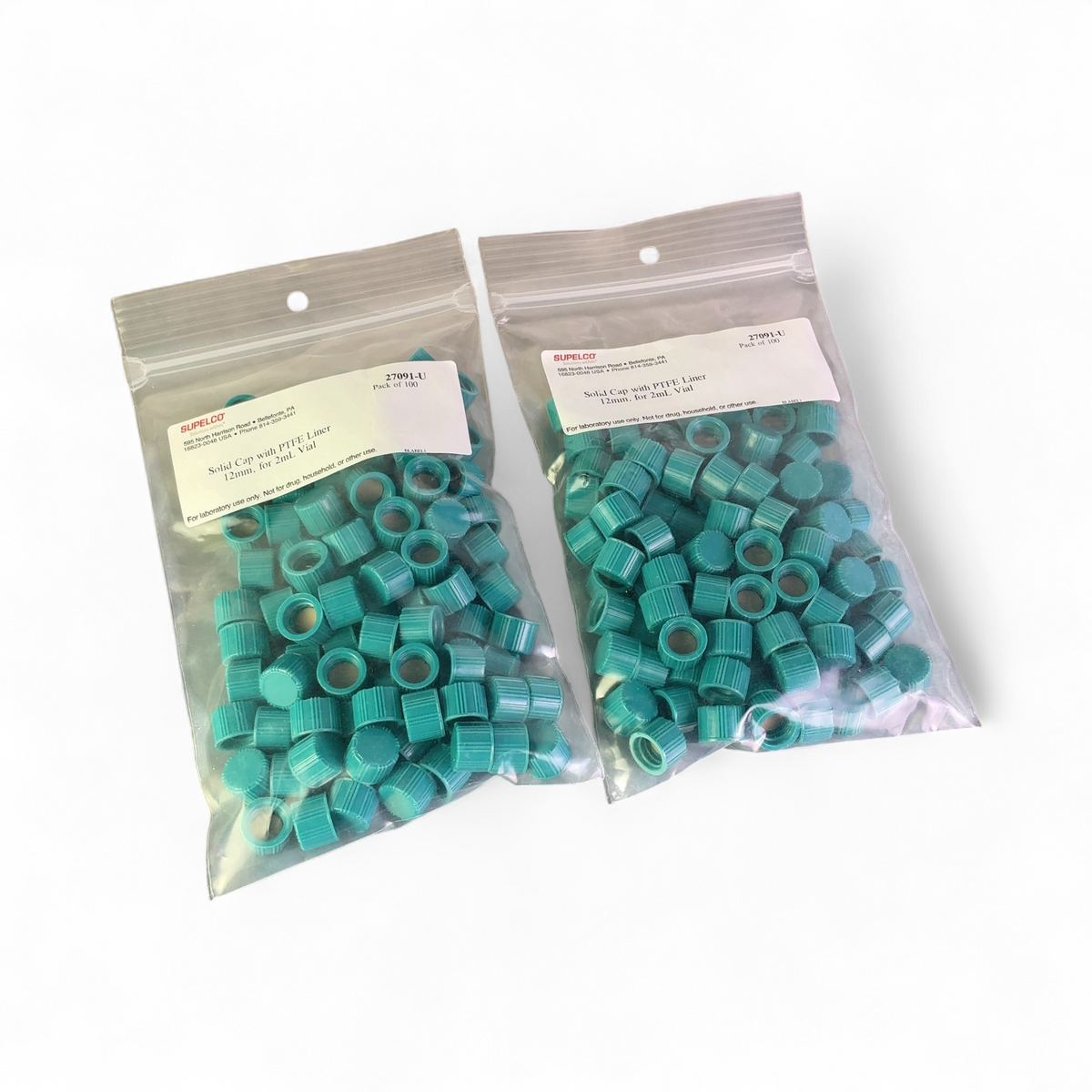 Supelco Solid Caps w PTFE Liner, 12mm, for 2mL Vial 27091-U - 2pk (100/pk) | Order Direct and Save - Image 1