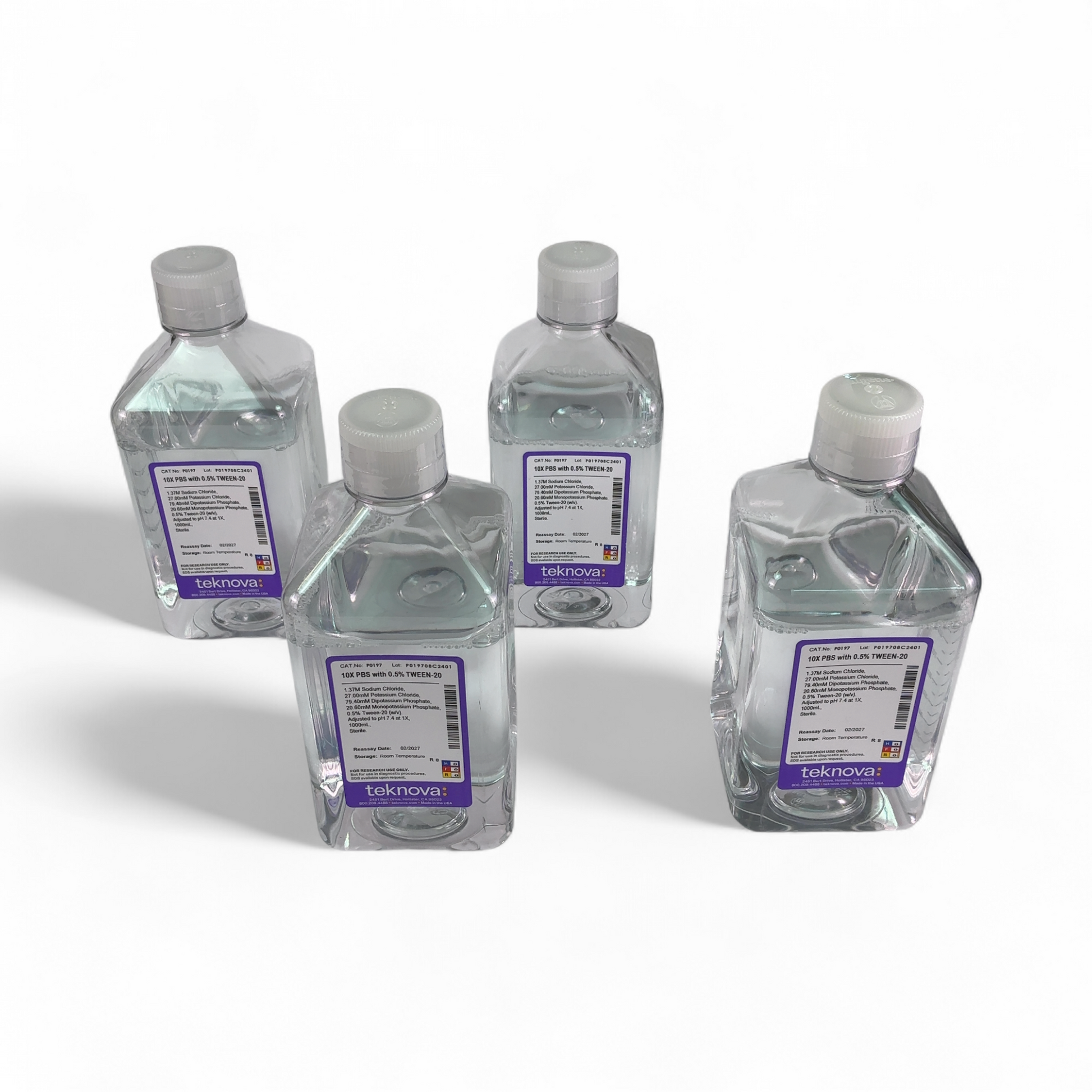 Teknova 10X PBS w 0.5% TWEEN-20 P0197 1000mL Laboratory Reagent - 4 Bottles (Best Offer!) | Safe & Secure Shipping - Image 1