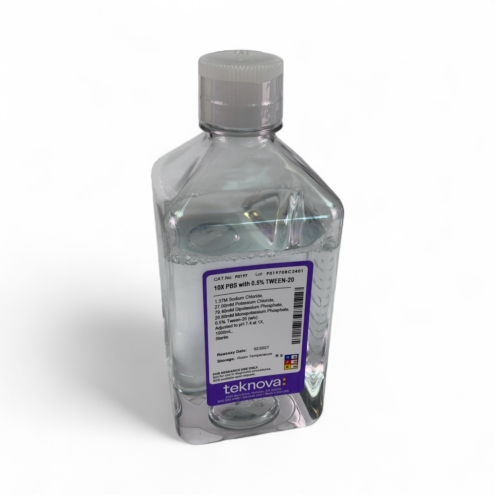 Teknova 10X PBS w 0.5% TWEEN-20 P0197 1000mL Laboratory Reagent - 4 Bottles (Best Offer!) | Safe & Secure Shipping - Image 2