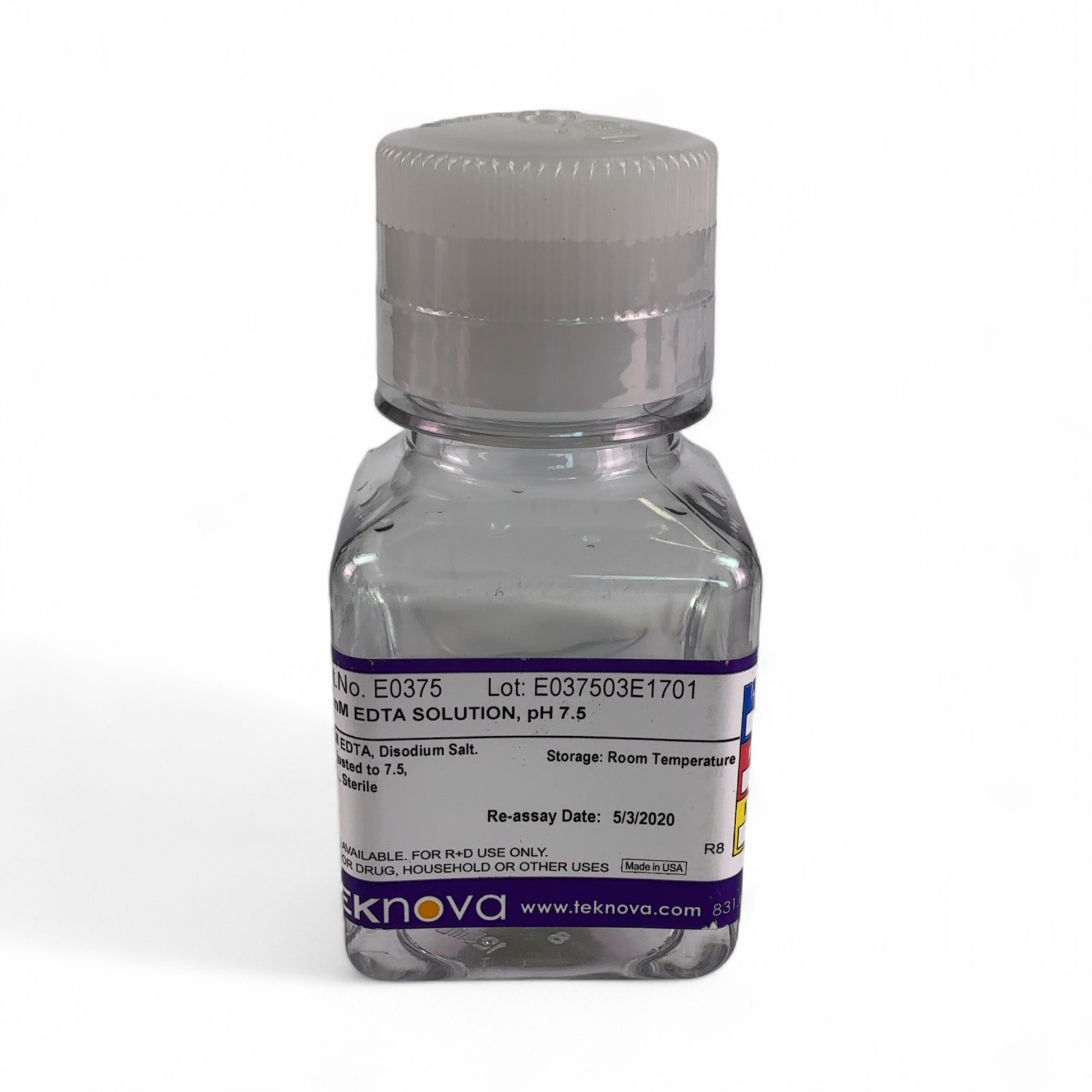 Teknova 500mM EDTA Solution E0375 100mL pH 7.5 - 5 Bottles (Best Offer!) | Safe & Secure Shipping - Image 3