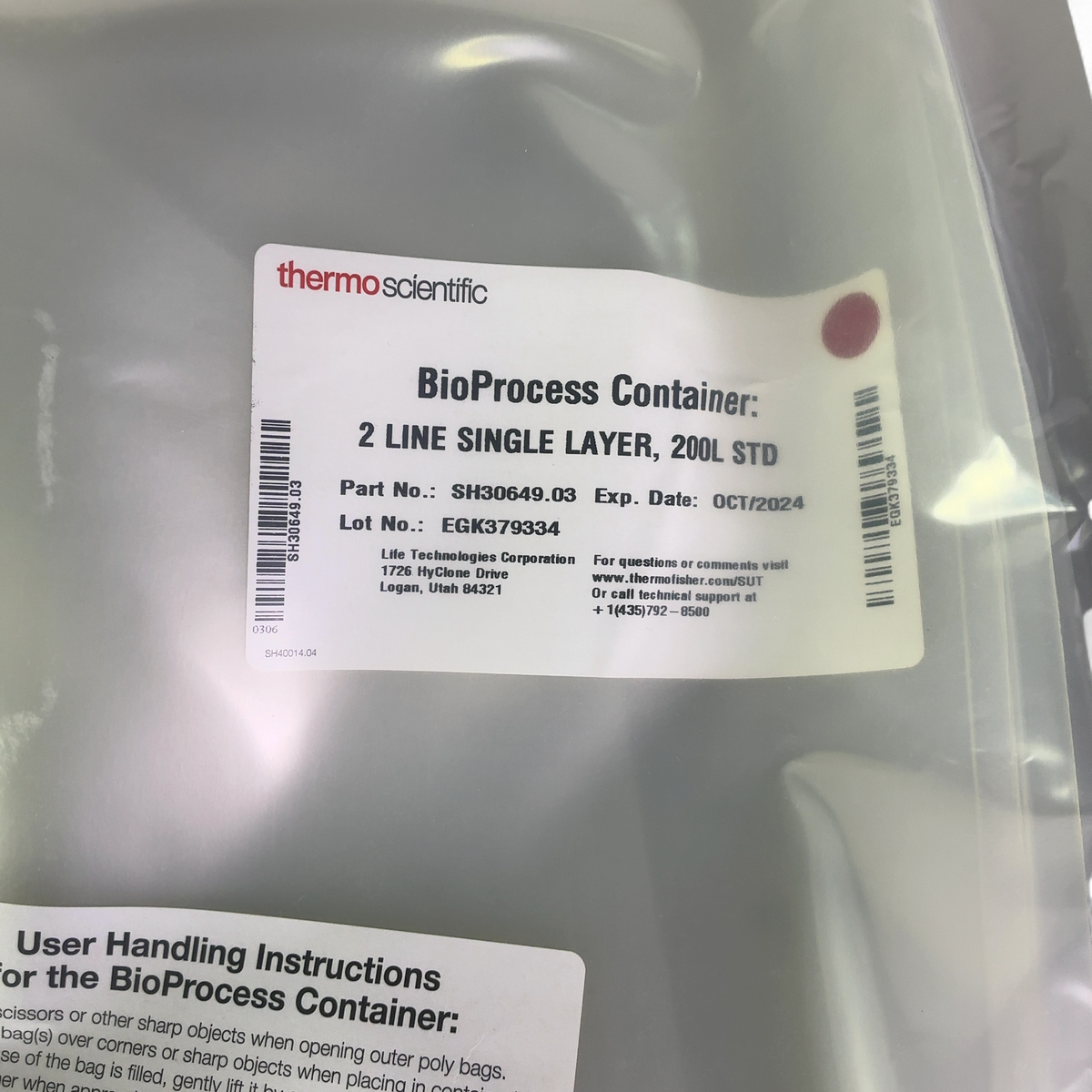 Thermo Scientific 200L STD 2 Line Single Layer BioProcess Containers SH30649.03 - 5x Units | Ships Fast from Mr. Scientific - Image 3