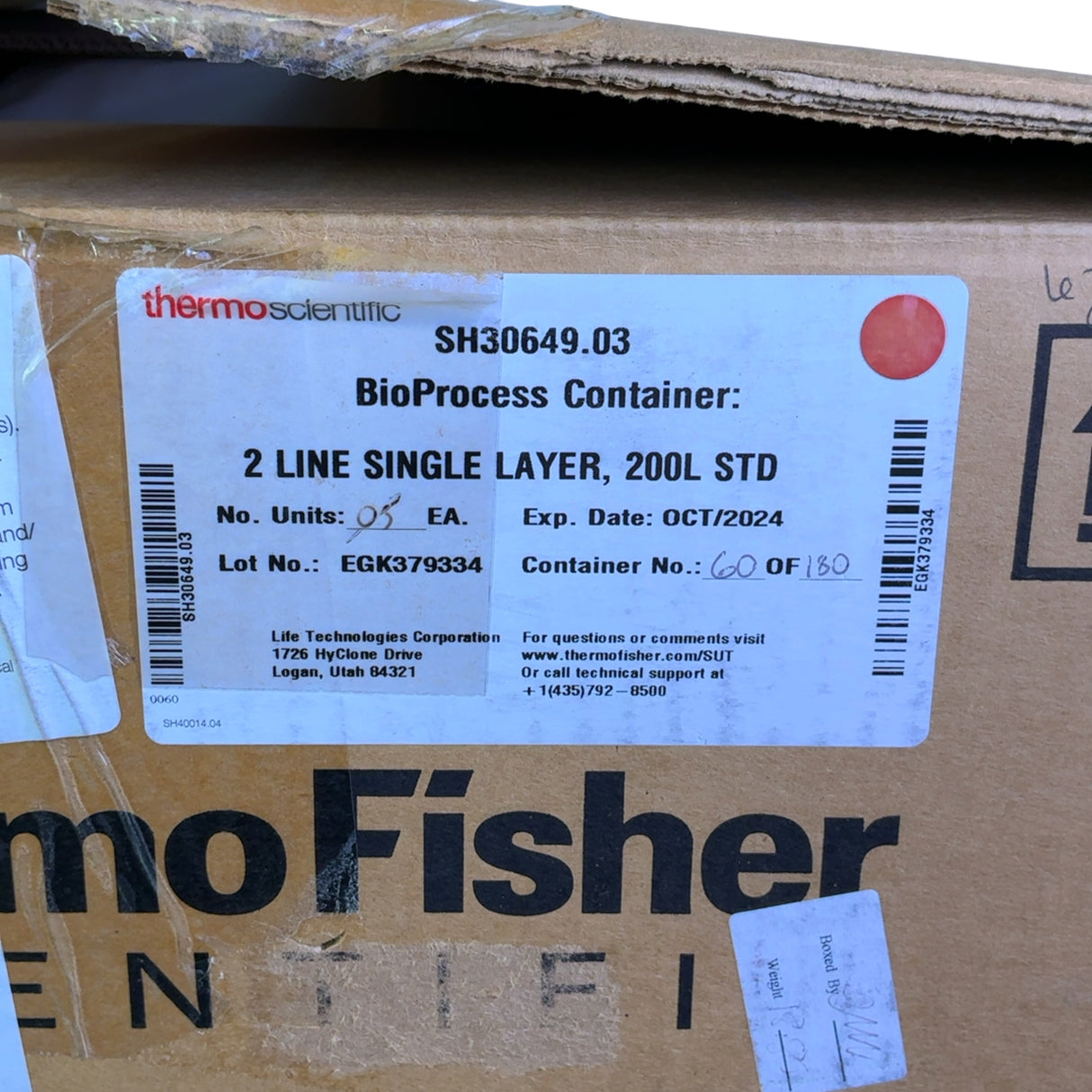 Thermo Scientific 200L STD 2 Line Single Layer BioProcess Containers SH30649.03 - 5x Units | Ships Fast from Mr. Scientific - Image 5