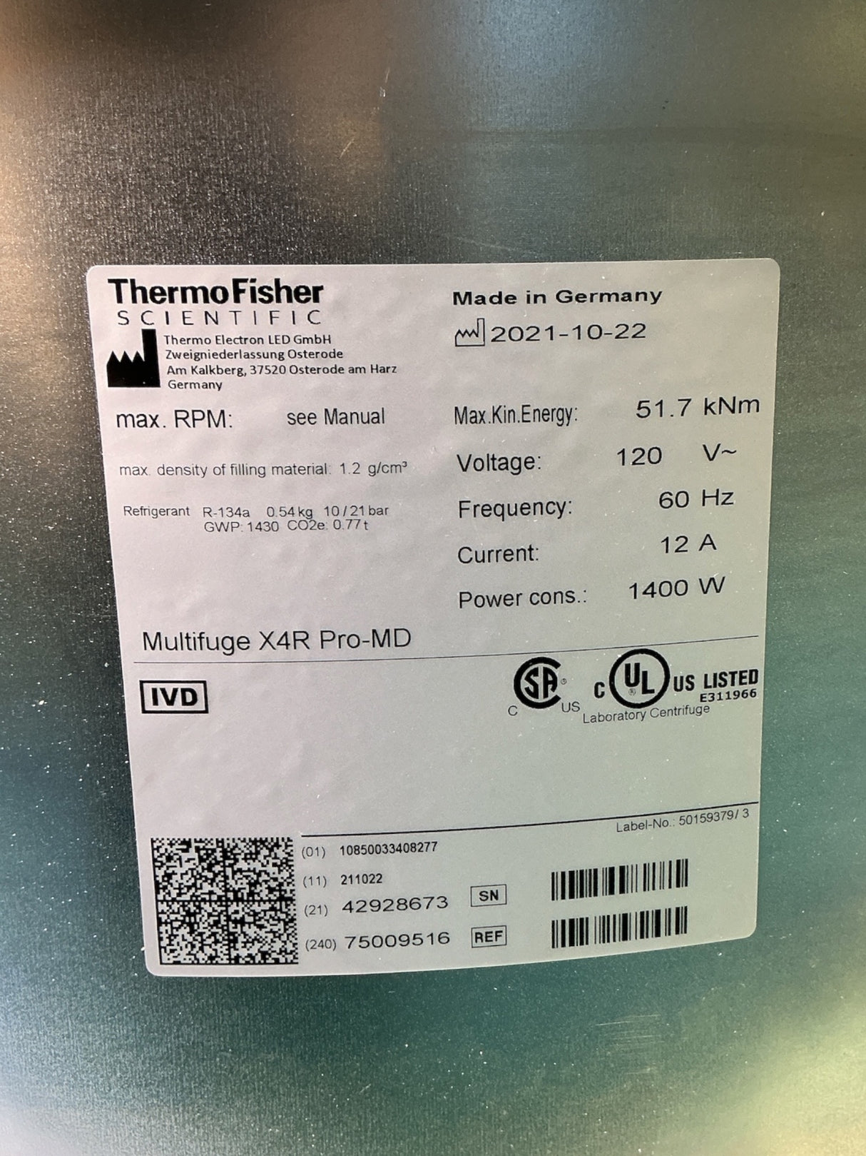 Thermo Scientific Multifuge X4R Pro-MD Centrifuge Chassis w Condenser & Chamber (BO!) | Order Direct and Save - Image 11