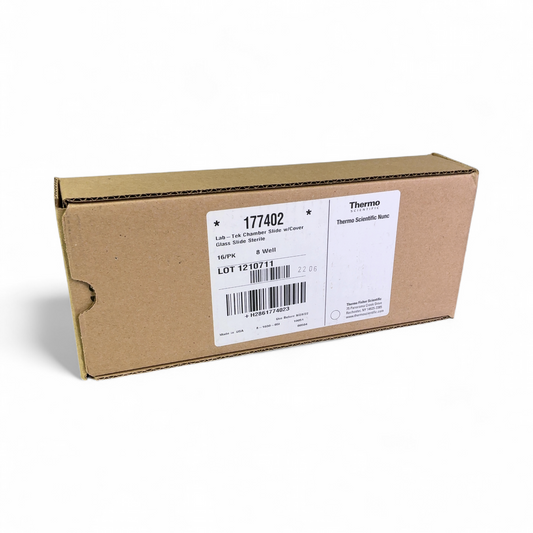 Thermo Scientific Nunc Lab-Tek Sterile Glass Chamber Slide w/ Cover 177402 (BO!) | Safe & Secure Shipping - Image 1