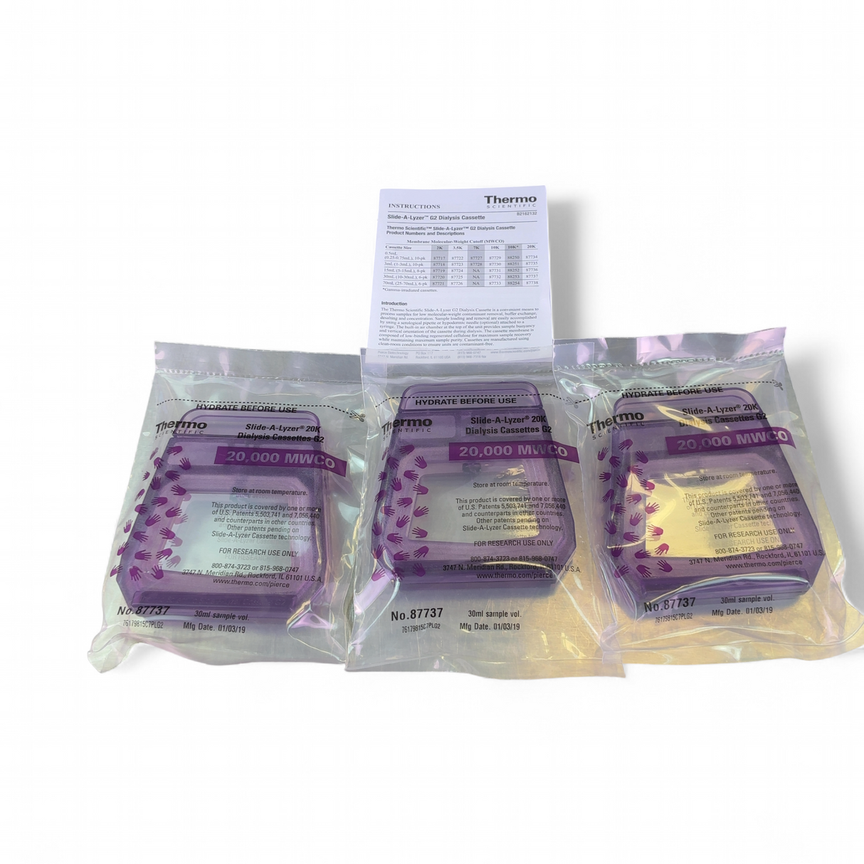 Thermo Scientific Slide-A-Lyzer G2 20k-MWCO Dialysis Cassettes, 15 & 30mL, 87736, 87737 | Mr. Scientific - Image 4