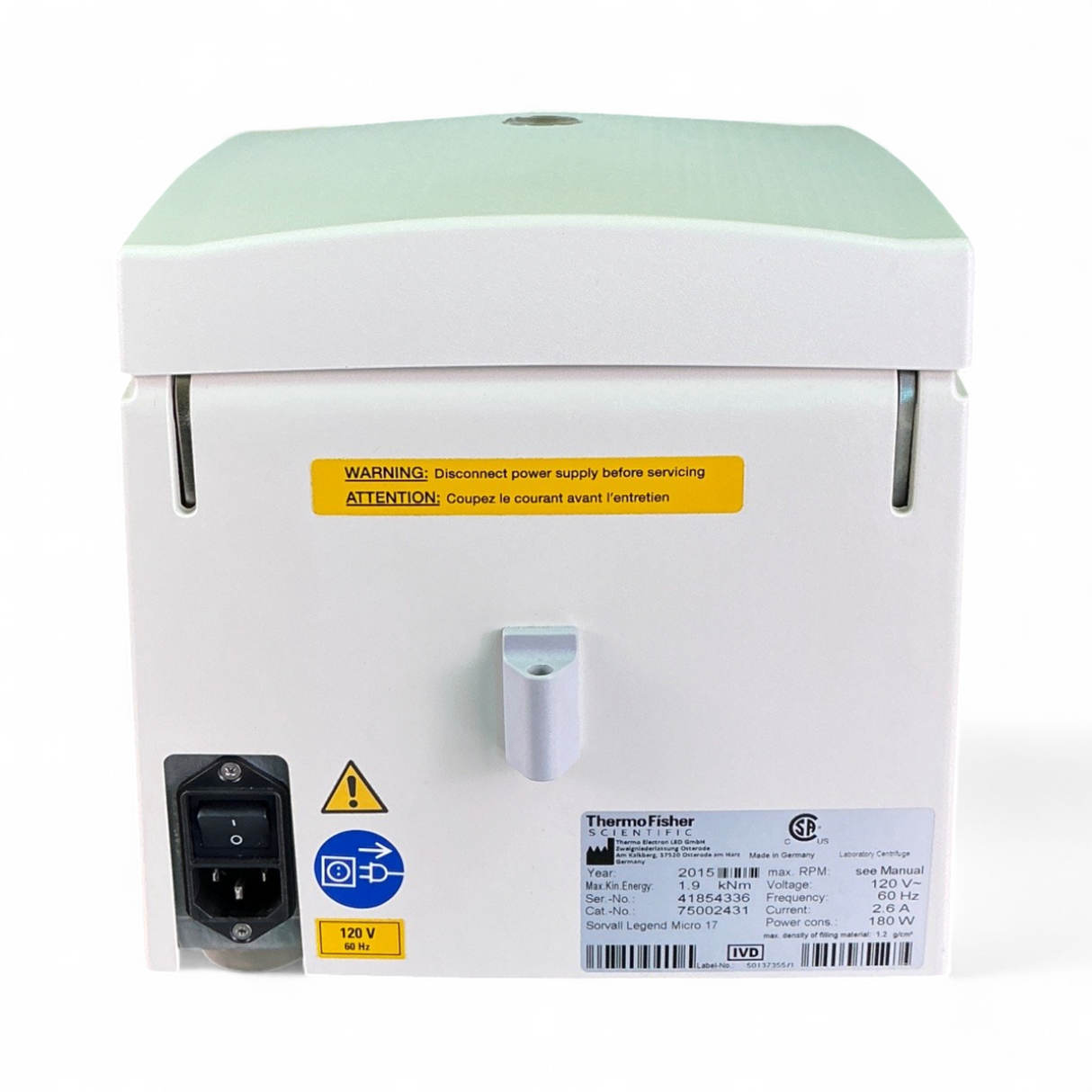 Thermo Scientific Sorvall Legend Micro 17 Centrifuge w 24x1.5/2.0mL Rotor 75002431 (BO!) | Order Direct and Save - Image 10