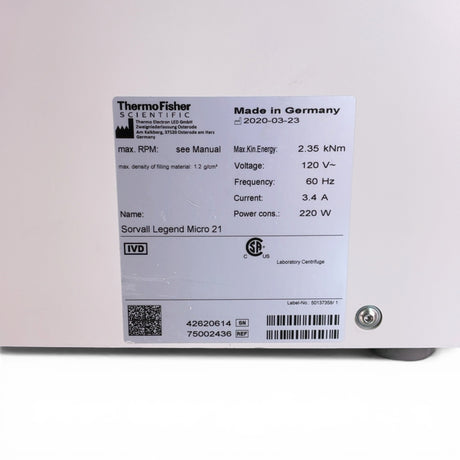 Thermo Scientific Sorvall Legend Micro 21 Centrifuge 75002436 w 24x1.5/2.0mL Rotor (BO!) | Ships Fast from Mr. Scientific - Image 12