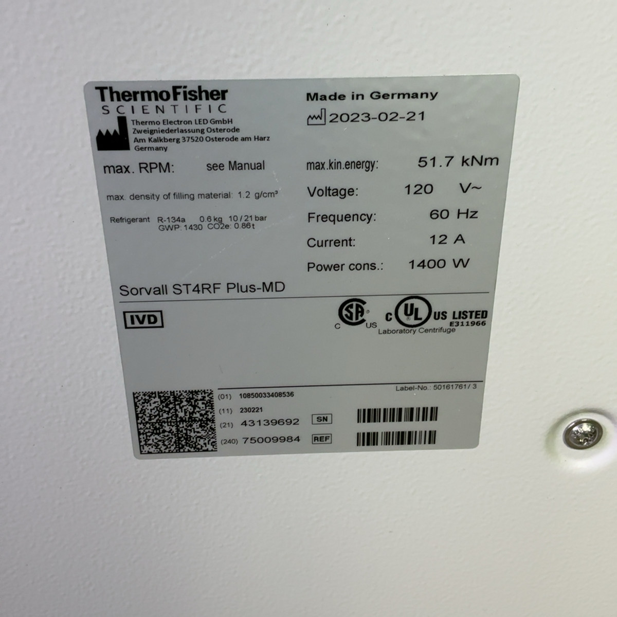 Thermo Scientific Sorvall ST4RF Plus-MD Refrigerated Centrifuge 75009984 | Safe & Secure Shipping - Image 12