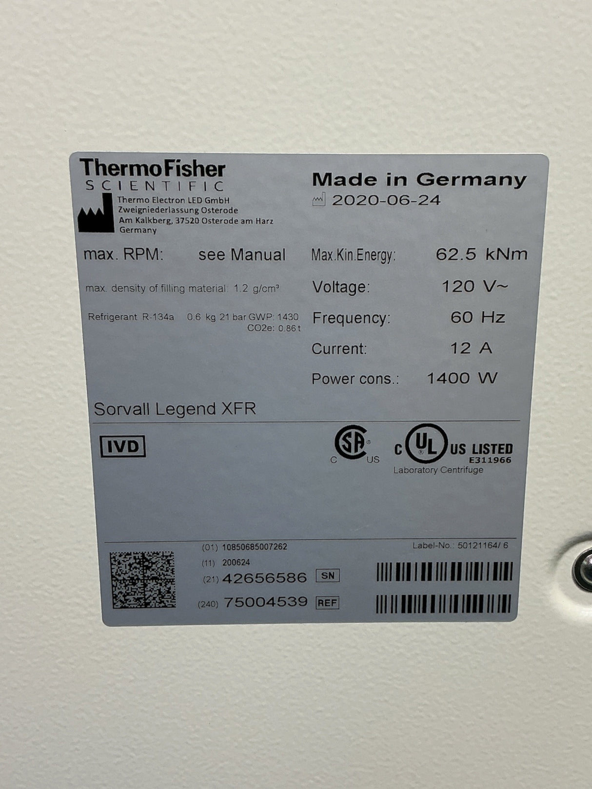 ThermoFisher Scientific Sorvall Legend XFR Centrifuge 75004539 & TX-750 Rotor w Buckets/Adapters (BO!) | Safe & Secure Shipping - Image 10