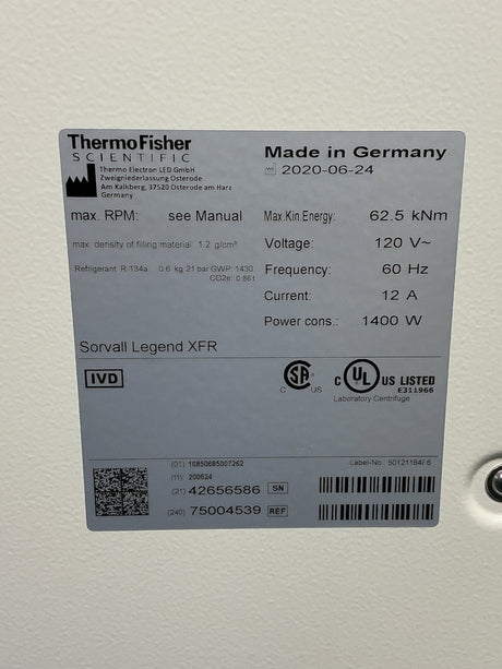 ThermoFisher Scientific Sorvall Legend XFR Centrifuge 75004539 & TX-750 Rotor w Buckets/Adapters (BO!) | Safe & Secure Shipping - Image 10