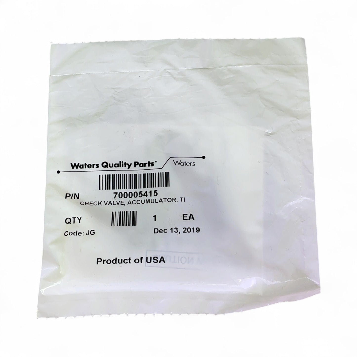 Waters 700005415 Acquity Replacement Biocompatible i2V Cartridge Check Valve Accumulator  | Ships Fast from Mr. Scientific - Image 1