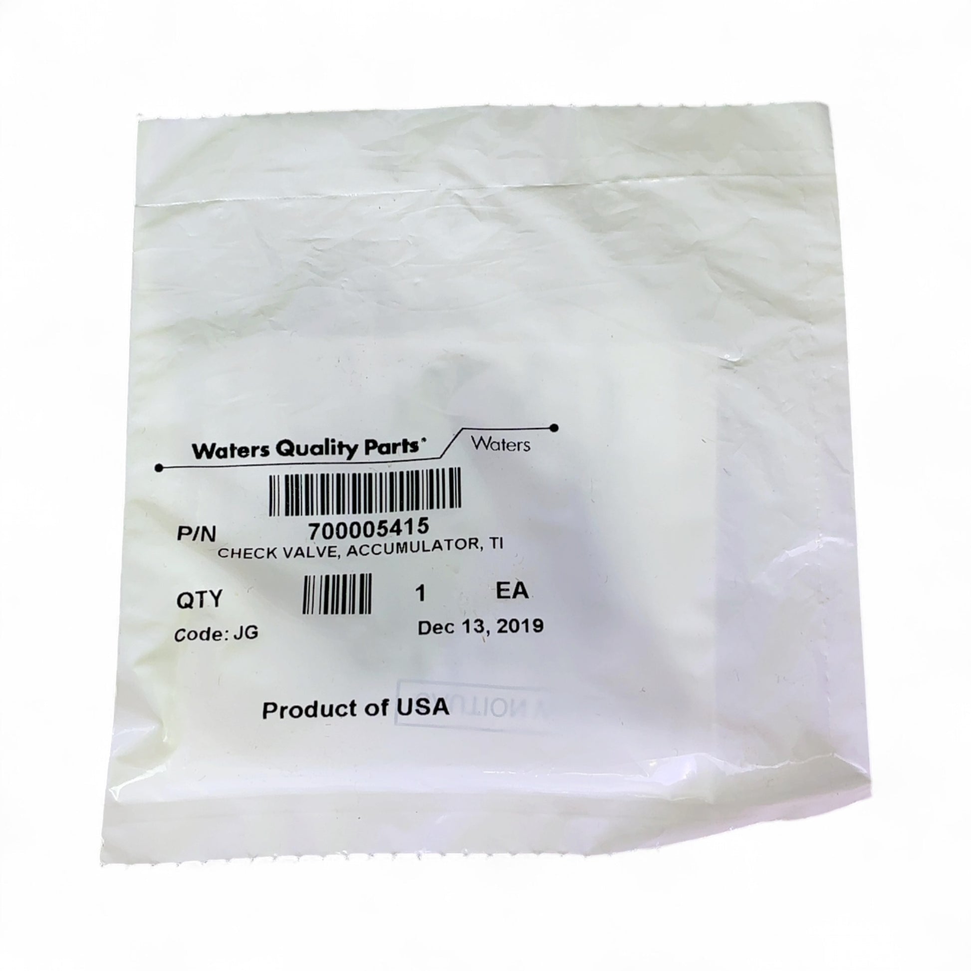 Waters 700005415 Acquity Replacement Biocompatible i2V Cartridge Check Valve Accumulator  | Ships Fast from Mr. Scientific - Image 1