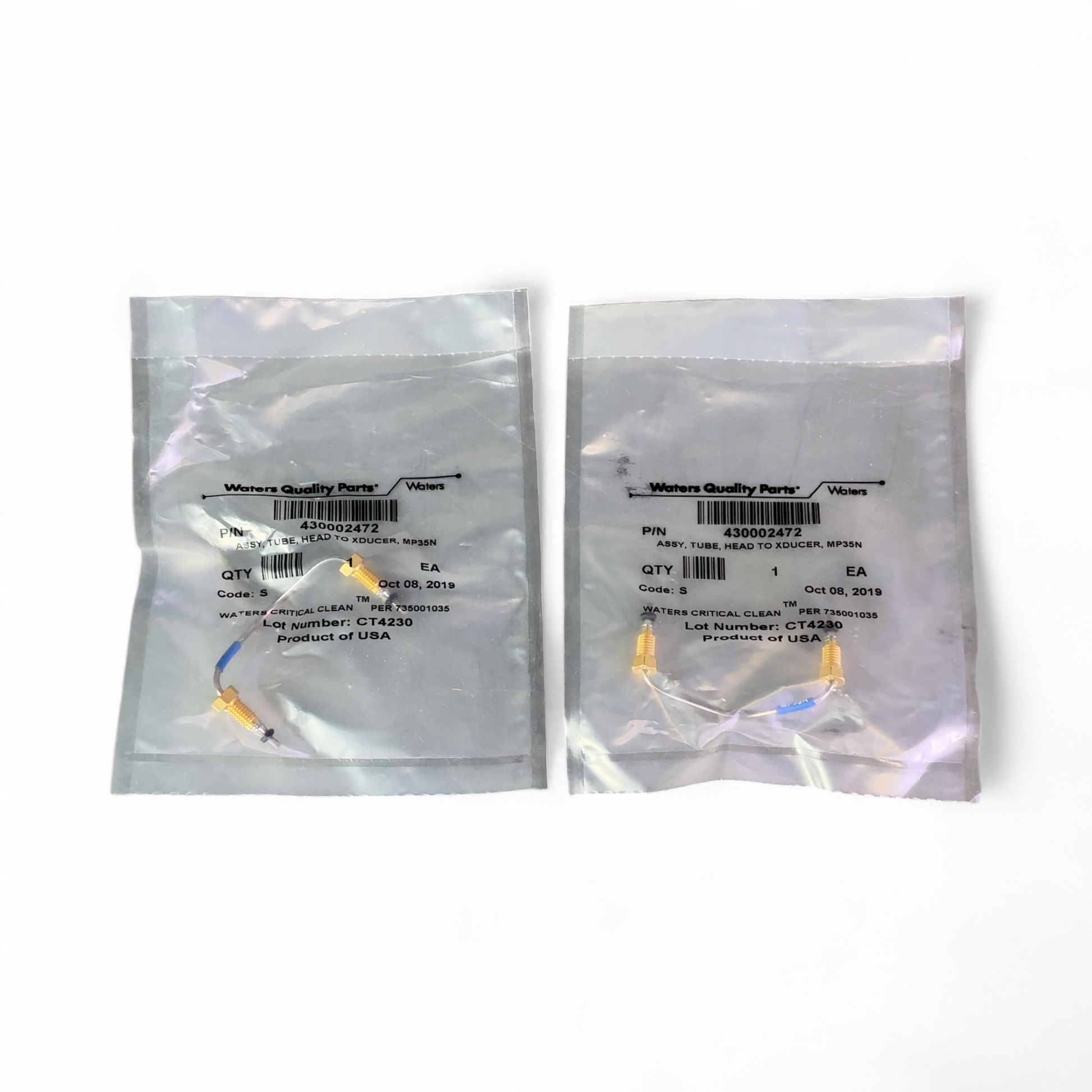 Waters Head to Transducer Tubing Assembly MP35N 430002472 Lot of 2 | Safe & Secure Shipping - Image 1