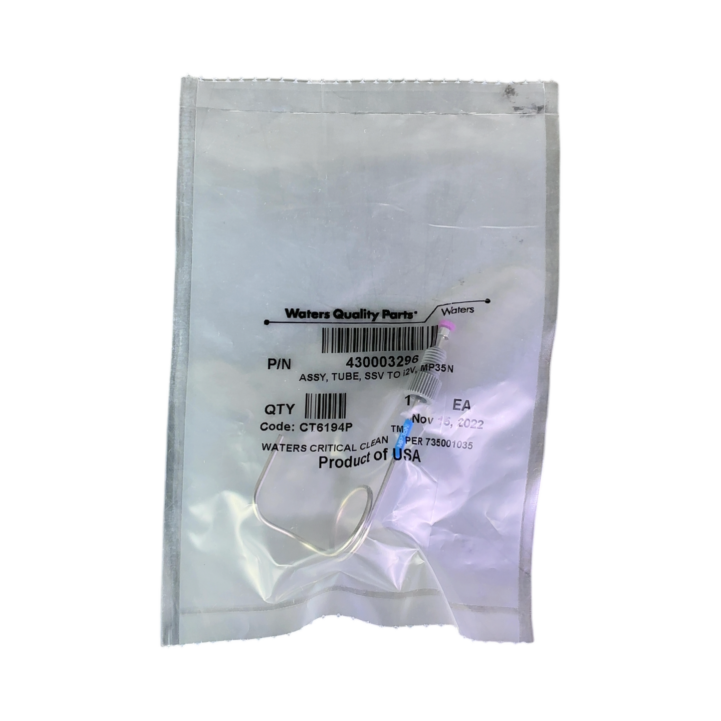 Waters Tube Assembly for Solvent Select Valve to i2V MP35N 700009845 430003296 | Safe & Secure Shipping - Image 1