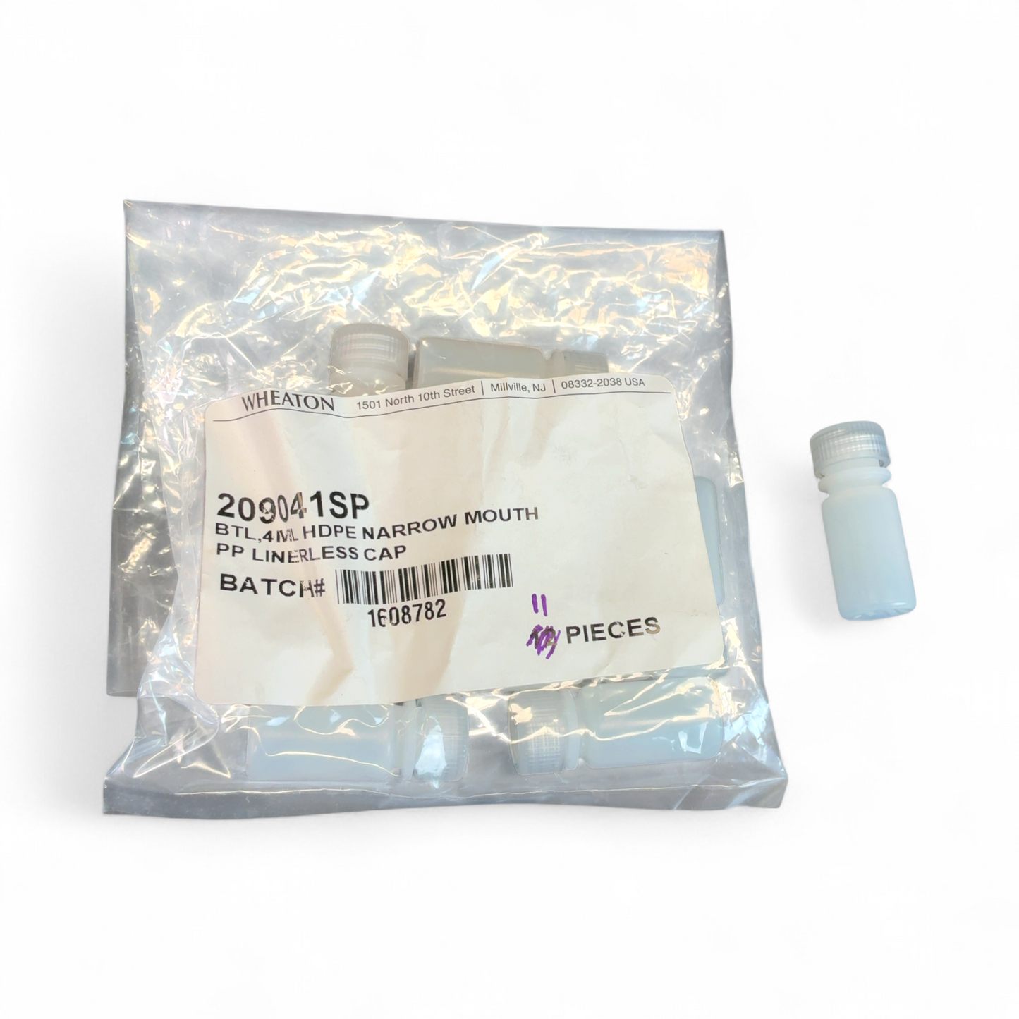 Wheaton 4mL HDPE Narrow Mouth Bottles w PP Linerless Caps 209041SP (BO!) | Safe & Secure Shipping - Image 3